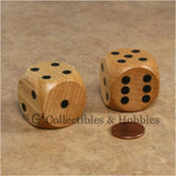 D6 30mm Jumbo Wood (Light Stained) 2pc Dice Set