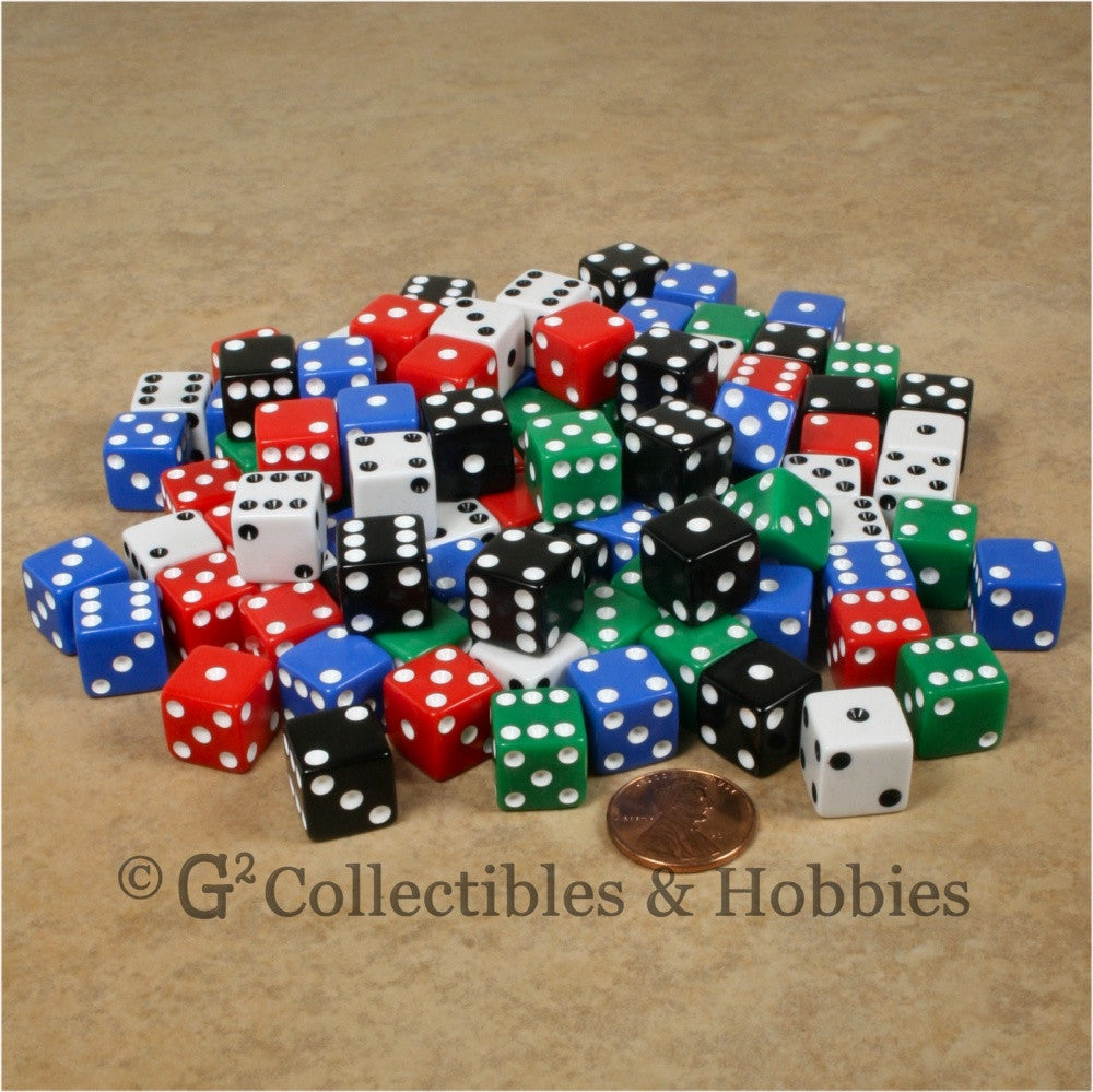 D6 12mm Opaque Multicolored 100pc Dice Set