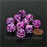 D6 12mm Festive Violet with White Pips 10pc Dice Set