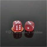 D6 12mm Frosted Red with White Pips 10pc Dice Set