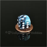 D6 12mm Gemini Black/Shell Blue with White Pips 10pc Dice Set