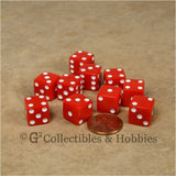 D6 12mm Opaque Red with White Pips 10pc Dice Set