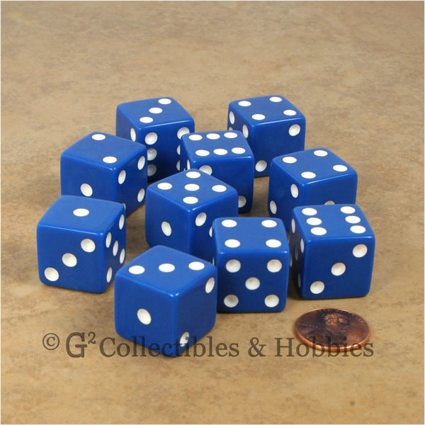 D6 19mm Opaque Blue with White Pips 10pc Dice Set – G2 Collectibles &  Hobbies