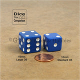 D6 19mm Opaque Blue with White Pips 10pc Dice Set