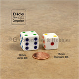 D6 19mm Opaque White with Multi-Color Pips 10pc Dice Set