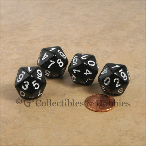 D10 (20 Sided) 0-9 Twice RPG Dice Set 4pc - Black