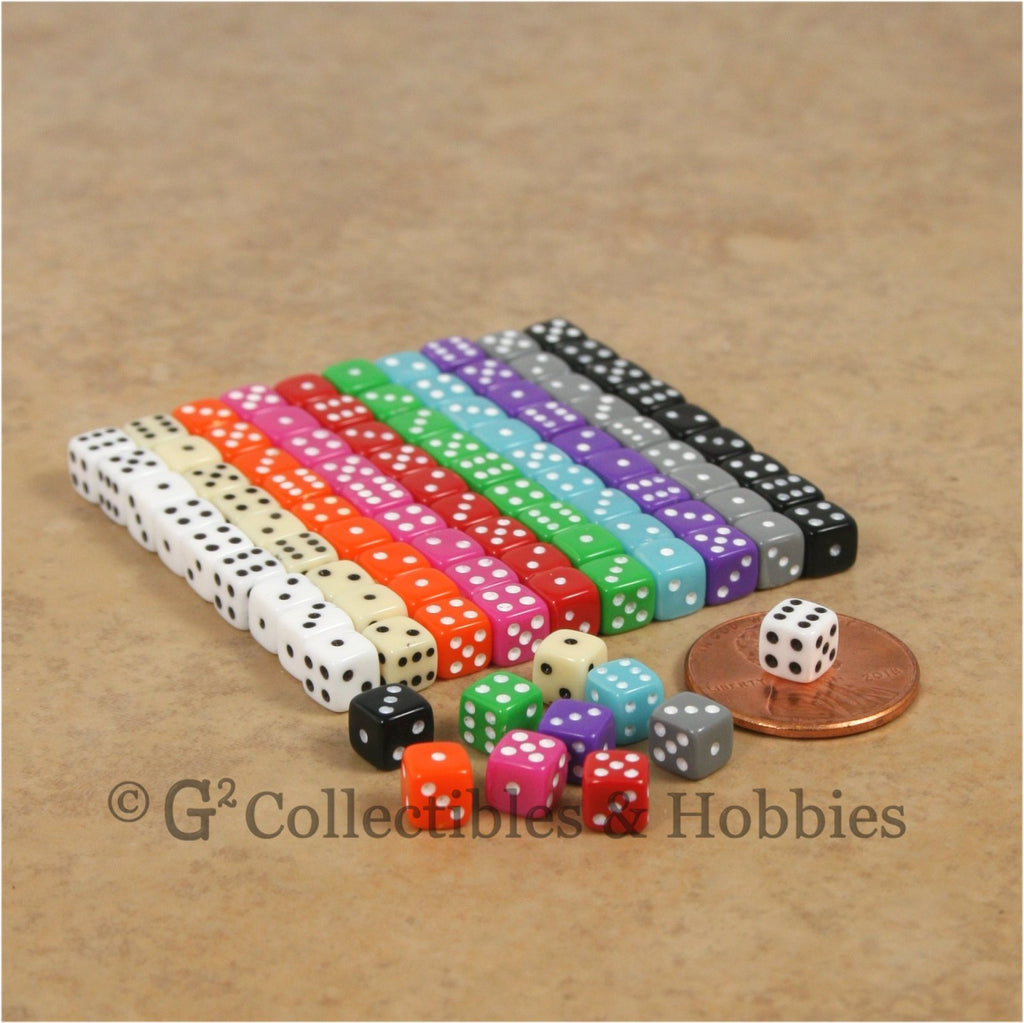 D6 5mm Deluxe Rounded Edge Opaque 100pc Dice Set - 10 Colors