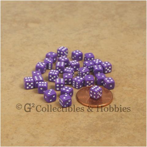 D6 5mm Deluxe Rounded Edge 30pc MINI Dice Set - Opaque Purple