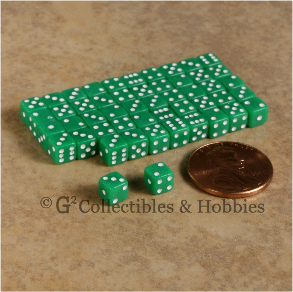 D6 5mm 50pc Squared Edge MINI Dice Set - Opaque Green