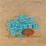 D6 5mm Deluxe Rounded Edge 30pc MINI Dice Set - Transparent Aqua Blue