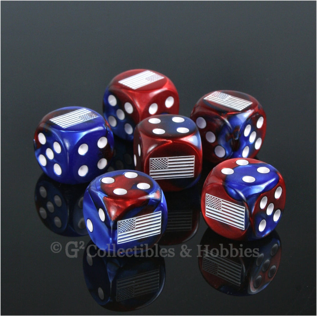 US American Flag Dice - Set of 6