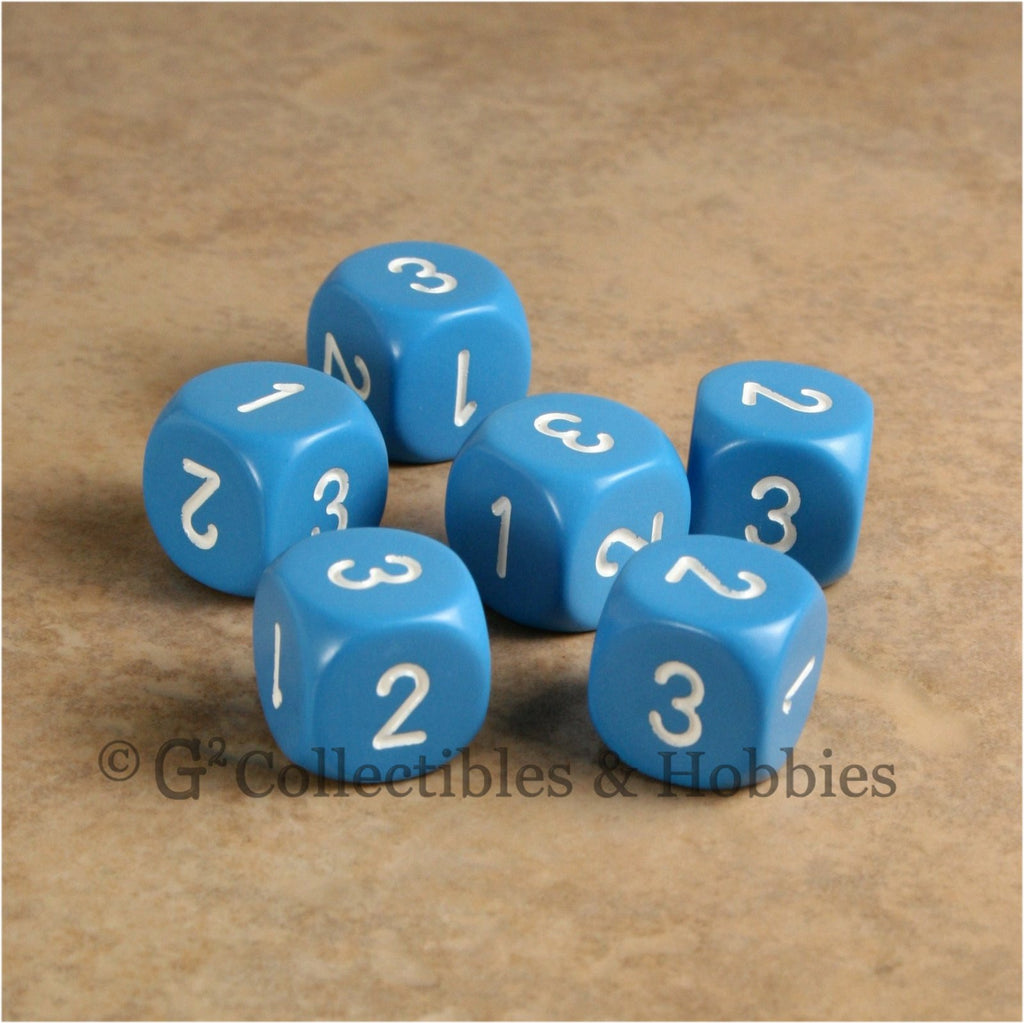 D3 (6 Sided) RPG Dice Set 6pc - Light Blue