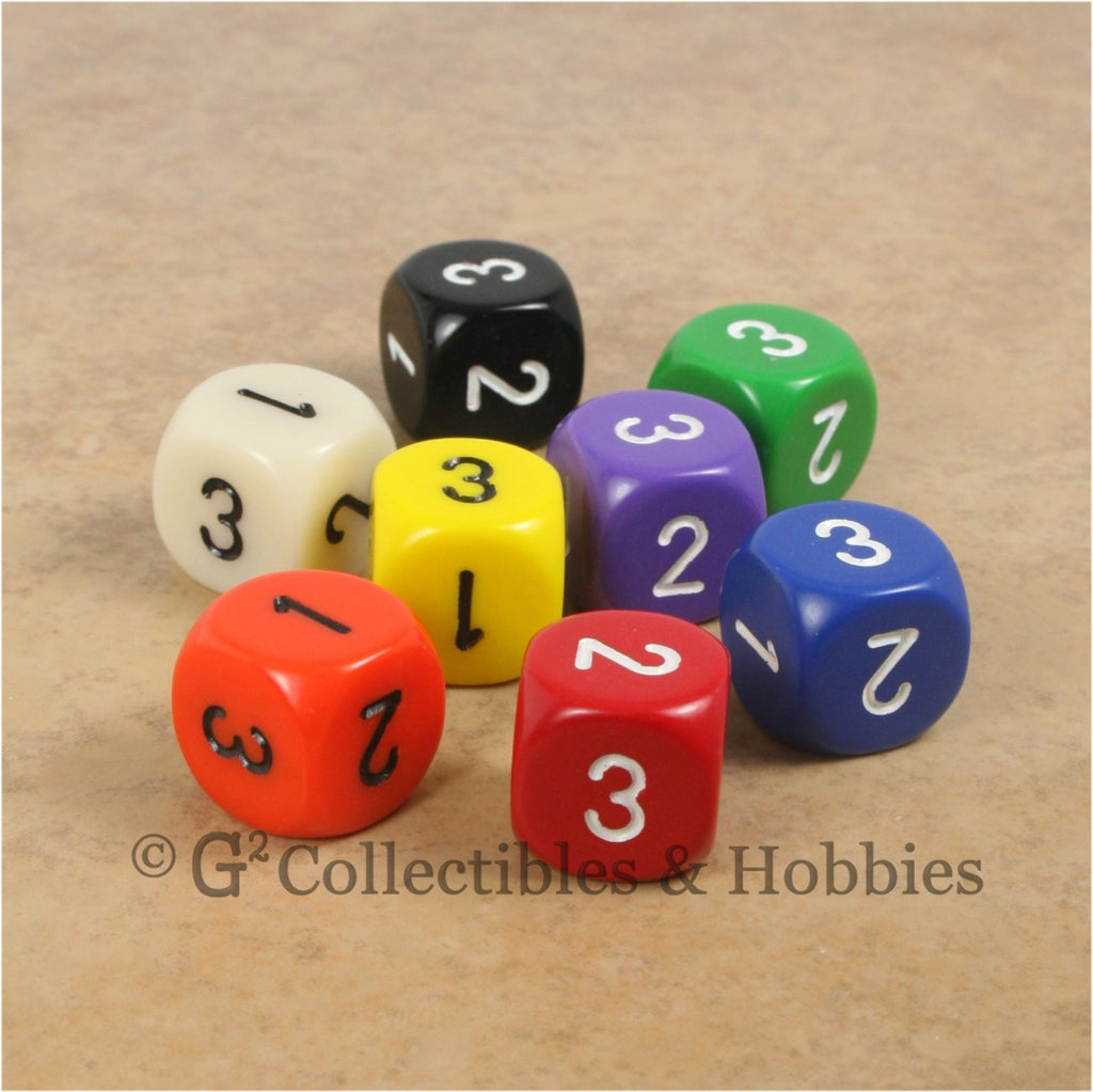 D3 (6 Sided) RPG Dice Set 8pc - 8 Colors (B)