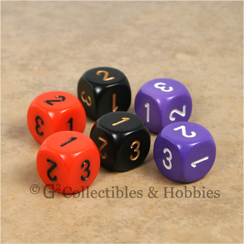 D3 (6 Sided) RPG Dice Set 6pc - Orange Purple Black
