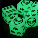 Alien UFO Glow in the Dark 6pc Dice Set - Black