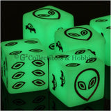 Alien UFO Glow in the Dark 6pc Dice Set - Red