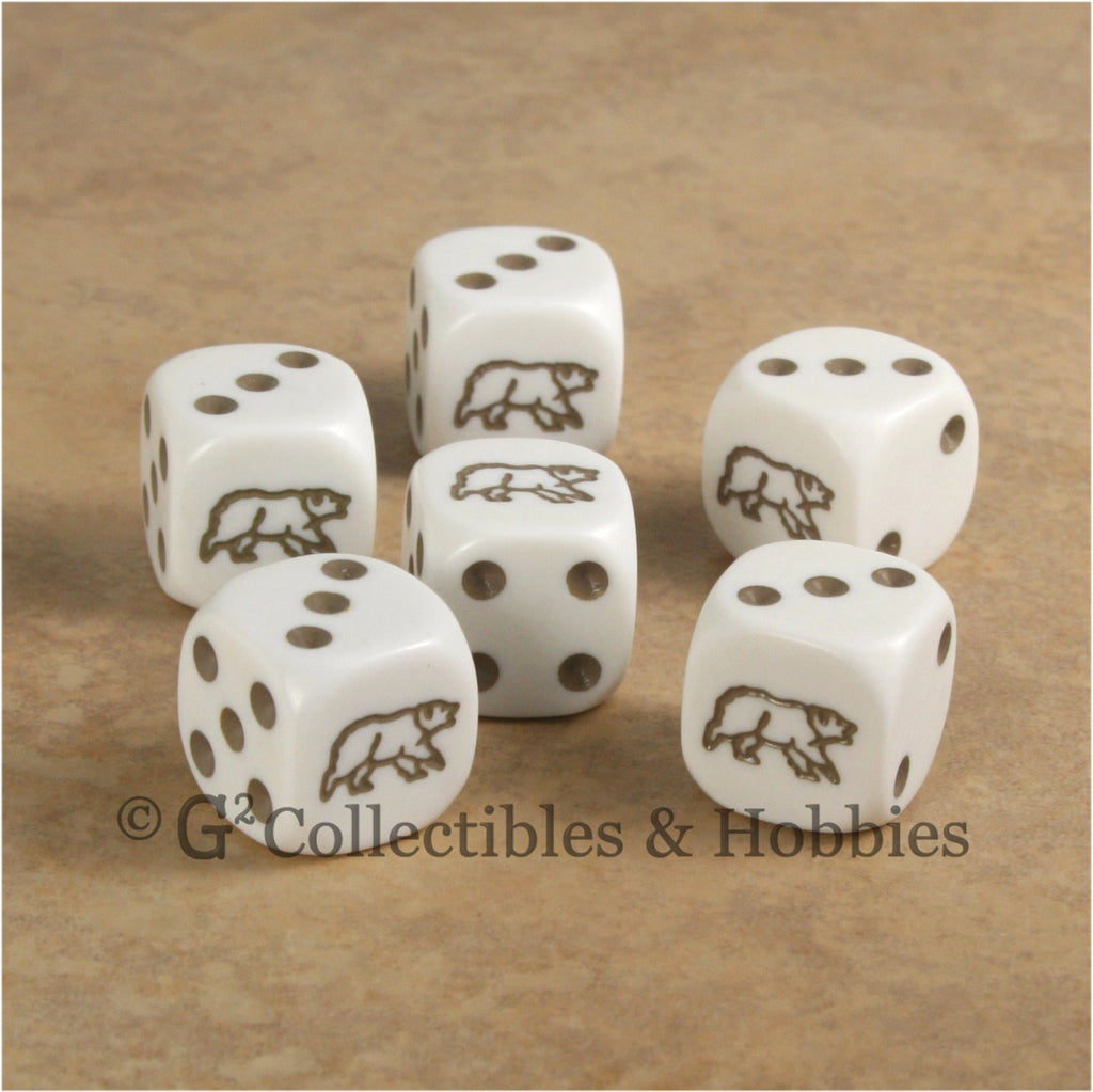 Bear 6pc Dice Set - White