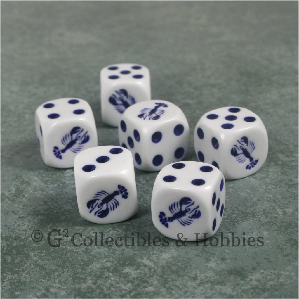 Lobster 6pc Dice Set - Blue