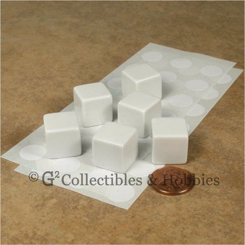 D6 16mm Blank White 6pc Dice Set