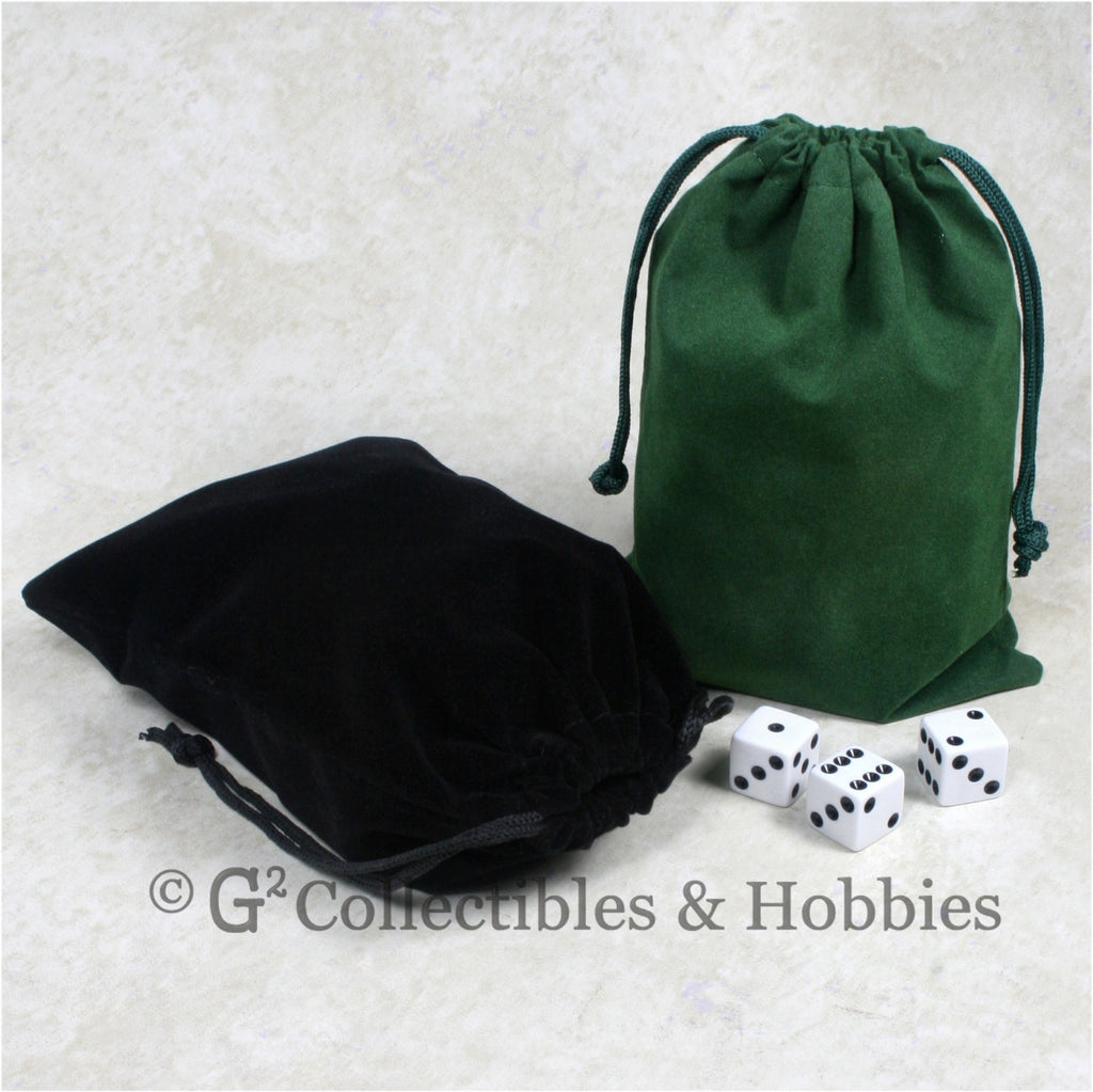 Dice Bag: Large Green & Black Velveteen - 2pc Set