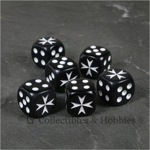 Maltese Cross 6pc Dice Set - Black