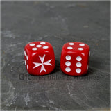 Maltese Cross 6pc Dice Set - Black, White & Red