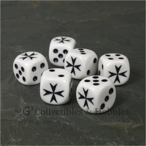 Maltese Cross 6pc Dice Set - White