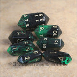 RPG Dice Set Crystal Oblivion Black / Green with Gold 7pc