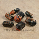 RPG Dice Set Crystal Oblivion Black / Orange with Gold 7pc