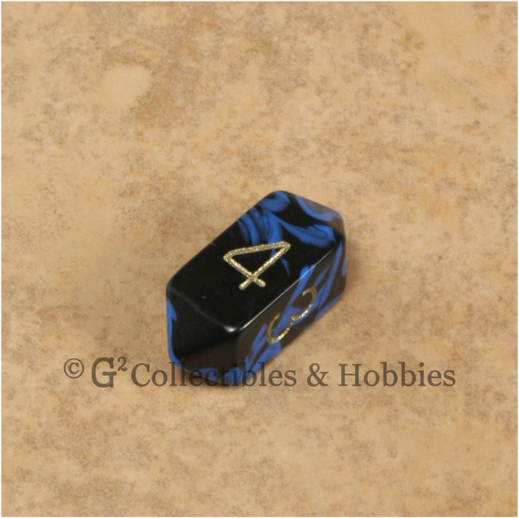 D4 Crystal Oblivion Blue Die with Gold Numbers