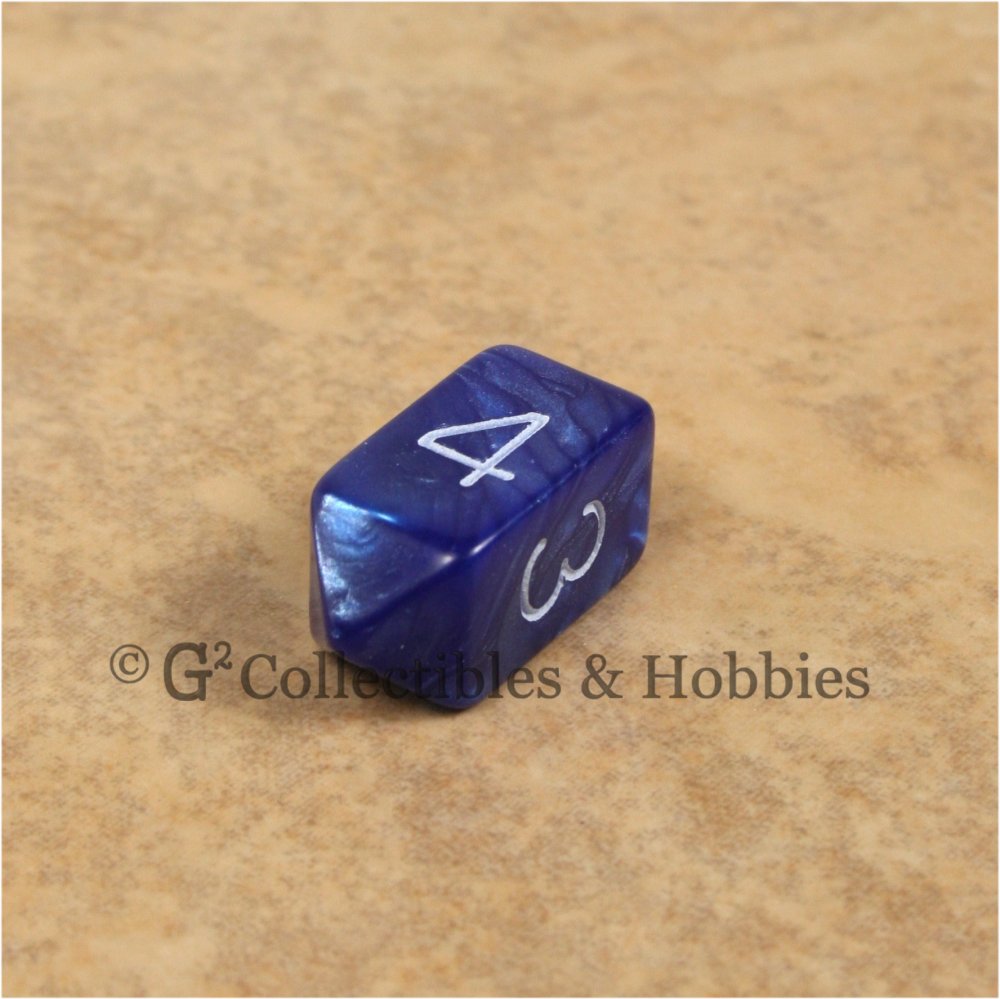 D4 Crystal Pearl Blue Die with White Numbers