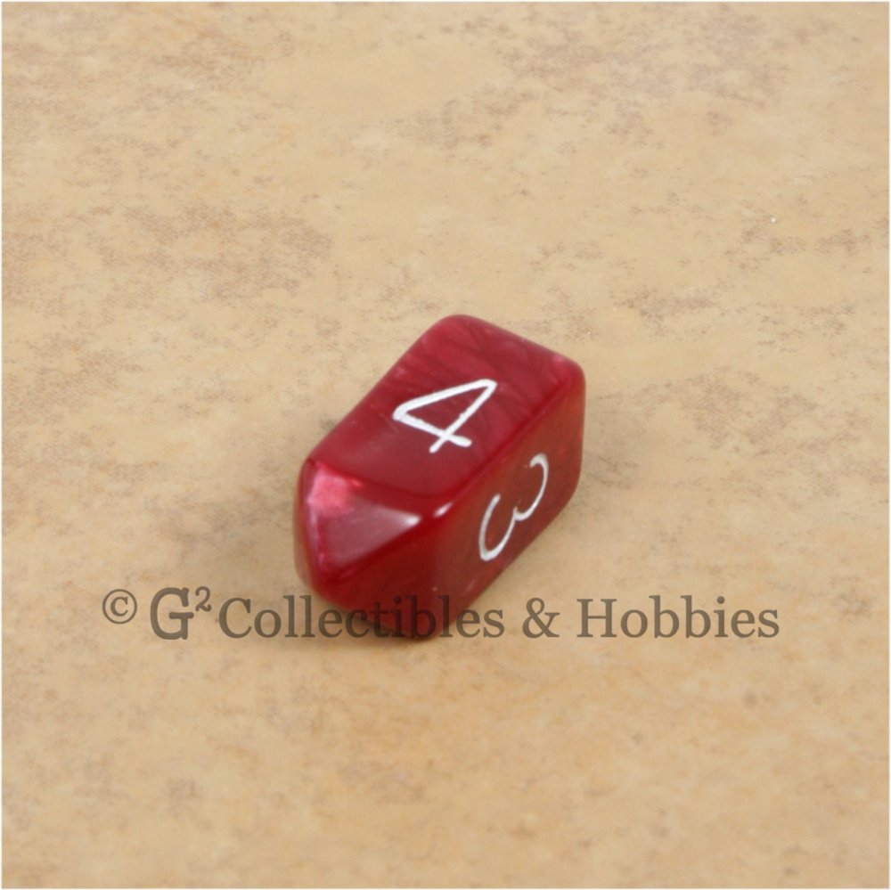 D4 Crystal Pearl Red Die with White Numbers