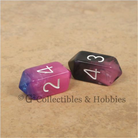 D4 Crystal Toxic Dice 2pc Set - Translucent Pink Blue & Pink Black