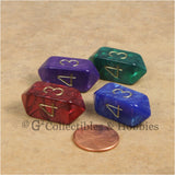 D4 Crystal Pearl Dice 4pc Set - Red, Blue, Green & Purple