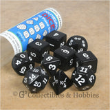 RPG Dice Set Opaque Black with White Numbers 10pc