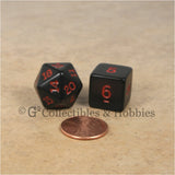 RPG Dice Set Opaque Black with Red Numbers 7pc