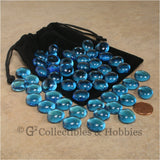 Glass Gaming Stones & Bag Set - 50pc Blue