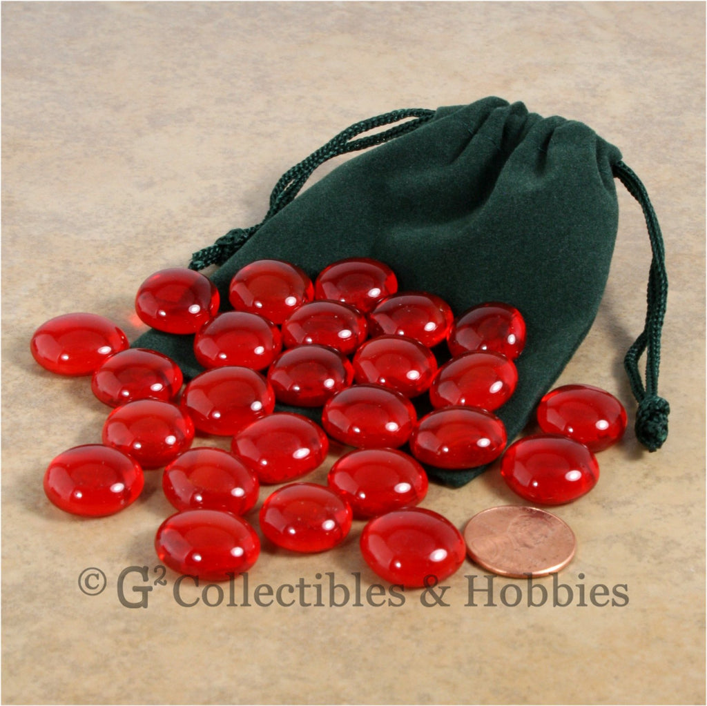 Glass Gaming Stones & Bag Set - 25pc Red