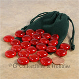 Glass Gaming Stones & Bag Set - 25pc Red