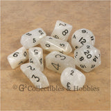 RPG Dice Set Hybrid Pearl White with Black Numbers 10pc