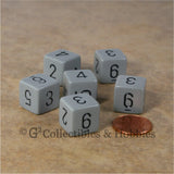 D6 RPG Dice Set : Opaque Gray with Black Numbers 6pc