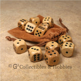 D6 16mm Wood (Light Stained) 12pc Dice & Bag Set