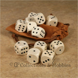 D6 16mm Wood (Clear Stained) 12pc Dice & Bag Set