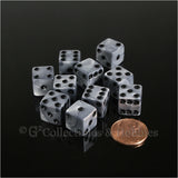 D6 12mm Pearlized Olympic Silver with Black Pips 10pc Dice Set