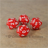 D10 (20 Sided) 0-9 Twice RPG Dice Set 4pc - Red