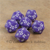 D20 RPG Dice Set : Opaque 6pc - Purple with White Numbers