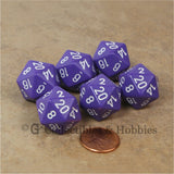 D20 RPG Dice Set : Opaque 6pc - Purple with White Numbers