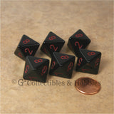 D8 RPG Dice Set : Opaque 6pc - Black with Red Numbers