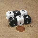 D3 (6 Sided) RPG Dice Set 6pc - Black & White