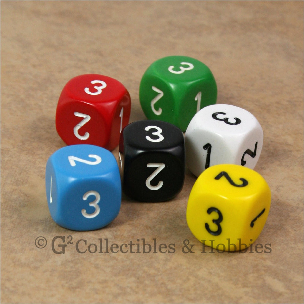 D3 (6 Sided) RPG Dice Set 6pc - 6 Colors